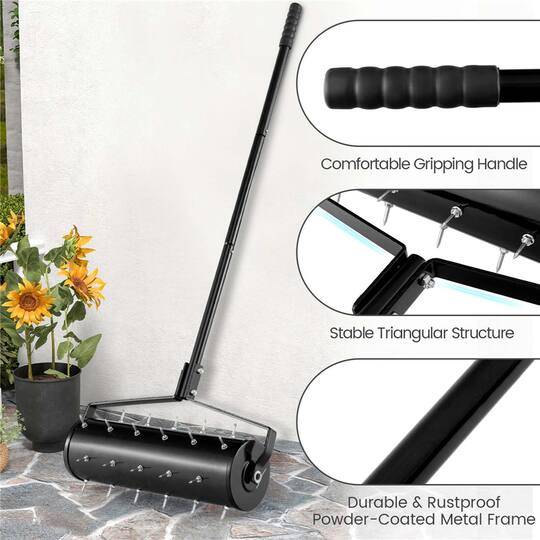 Costway 21" Heavy Duty Manual Rolling Lawn Aerator Tool with Handle